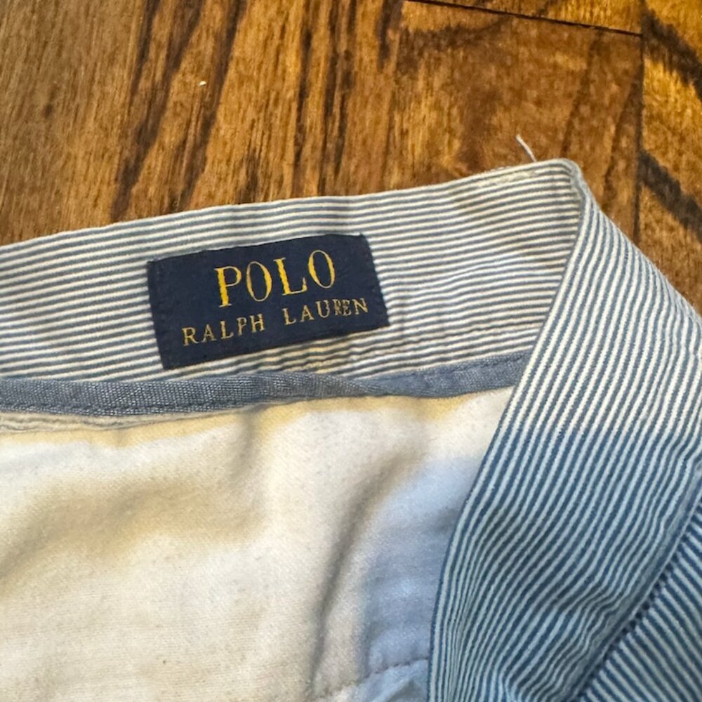 Polo Ralph Lauren Shorts Mens 30 Blue Striped Chino Flat Front Classic Fit - Picture 3 of 5